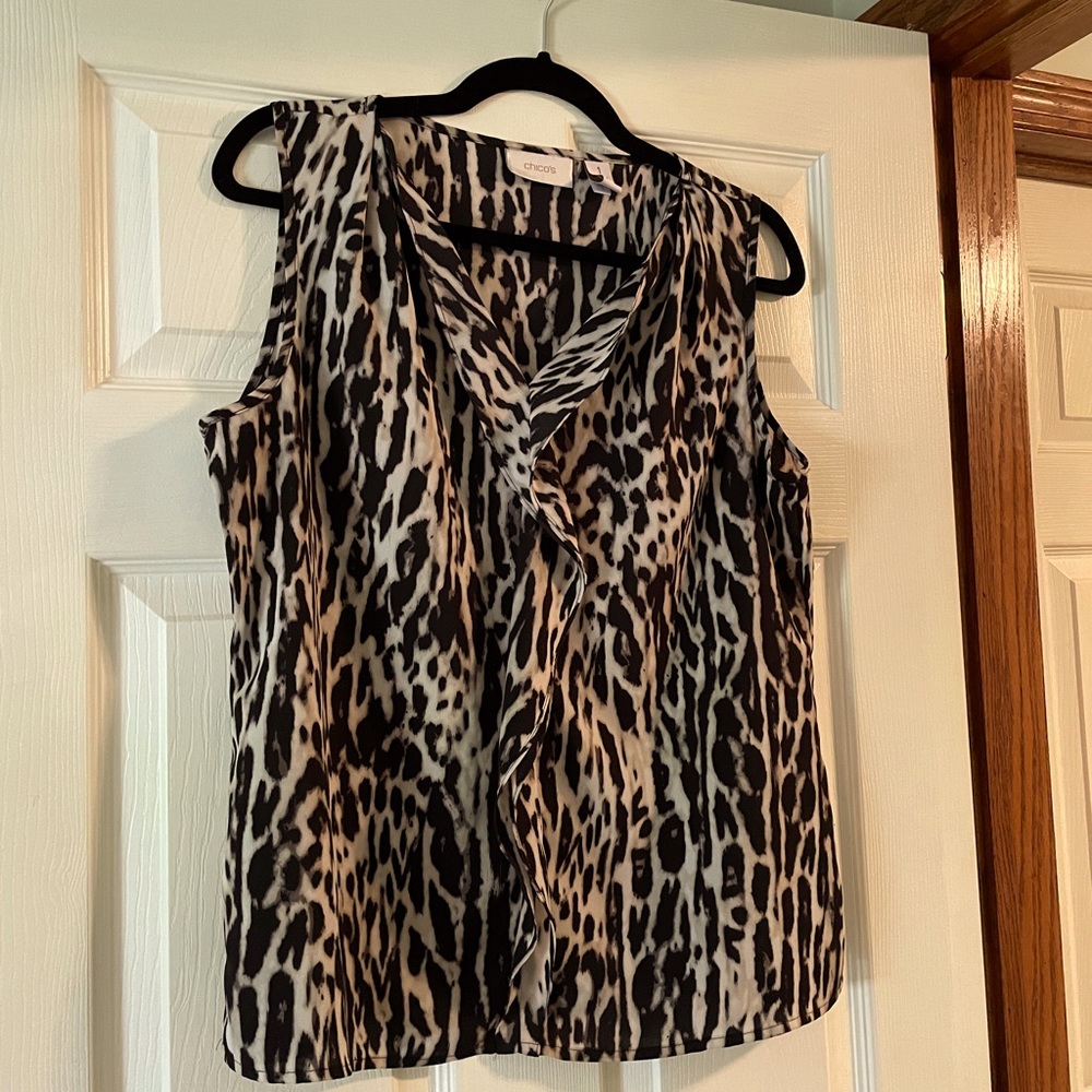 Chico’s Sleeveless Animal Print Blouse Size 1